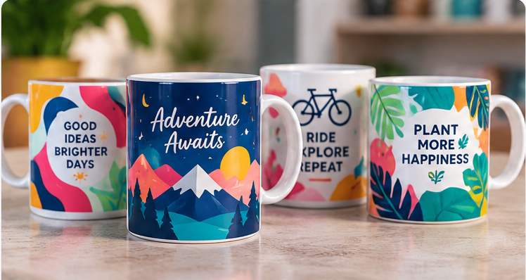Short run full-colour printed mugs